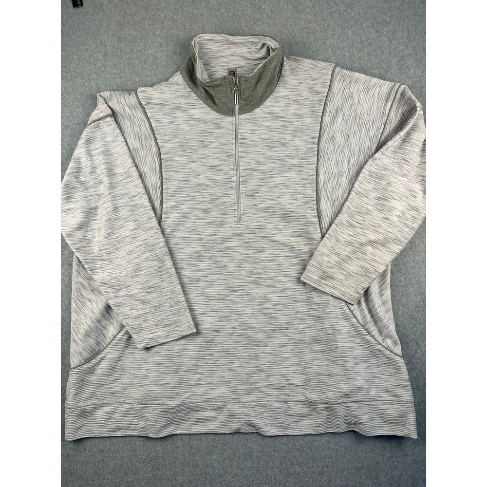 Avenue Womens Plus Size 22/24 Gray Space Dye Quarter Zip Pullover Sweatshirt